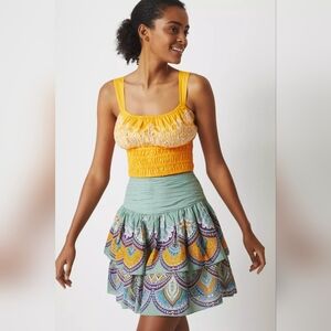 Anthro Let Me Be Tiered Boho Mini Skirt